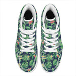 Hawaiian Tropical Leaves Pattern Print High Top Leather Sneakers