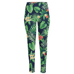 Hawaiian Tropical Leaves Pattern Print High-Waisted Pocket Leggings