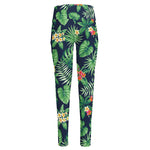 Hawaiian Tropical Leaves Pattern Print High-Waisted Pocket Leggings