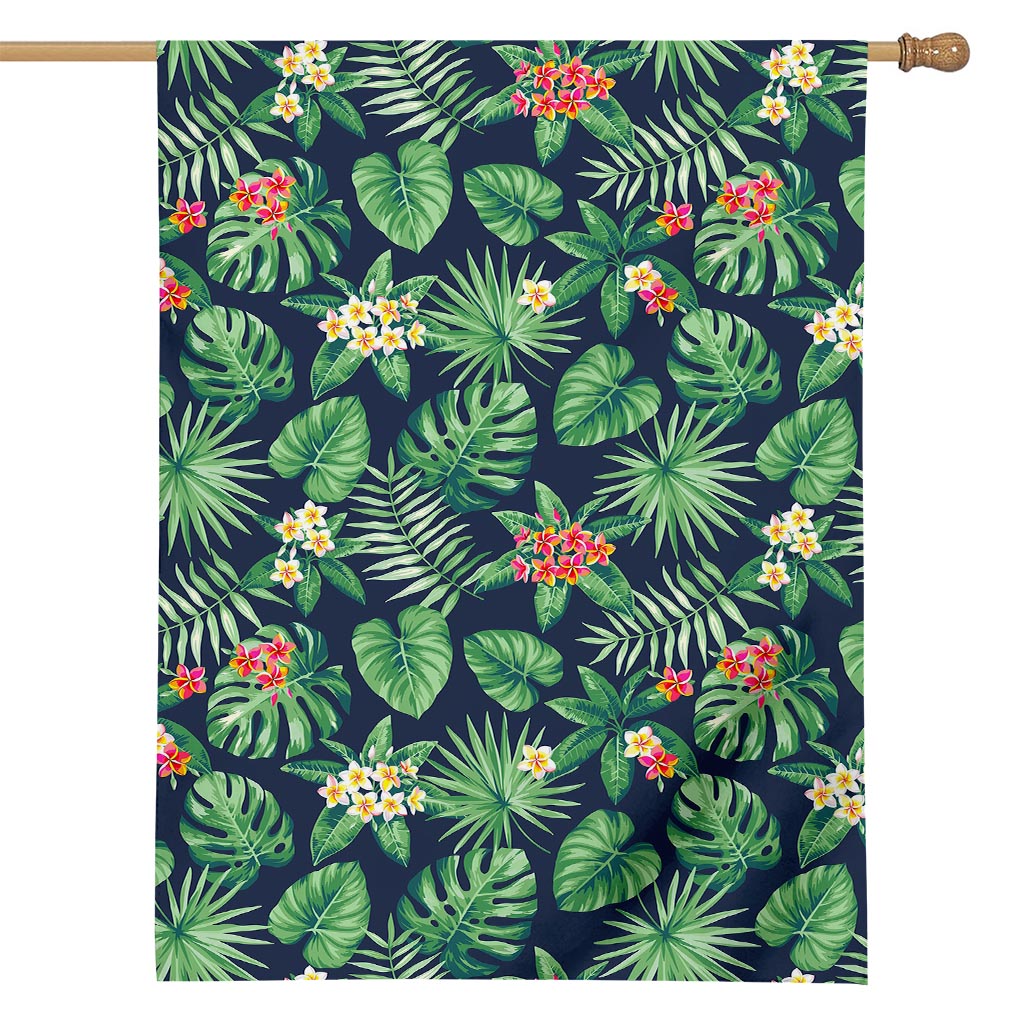 Hawaiian Tropical Leaves Pattern Print House Flag