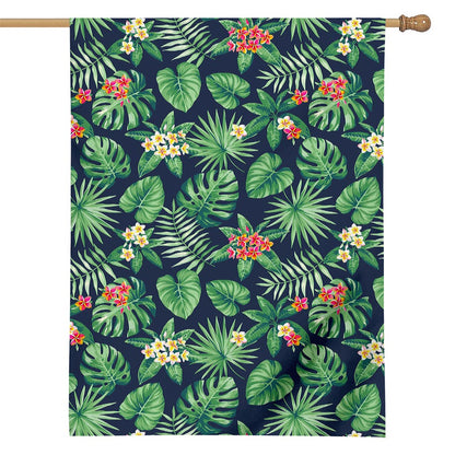 Hawaiian Tropical Leaves Pattern Print House Flag