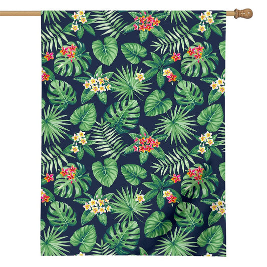 Hawaiian Tropical Leaves Pattern Print House Flag