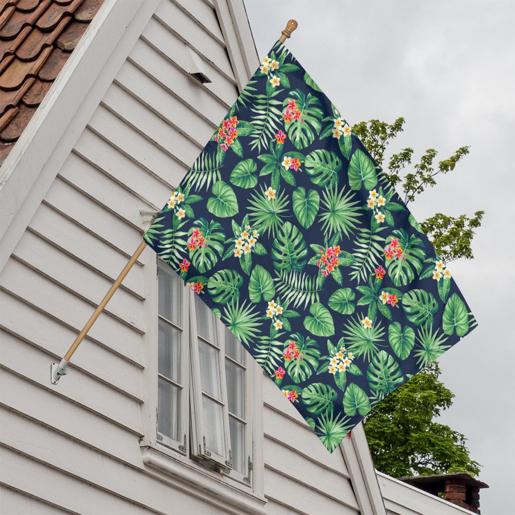 Hawaiian Tropical Leaves Pattern Print House Flag