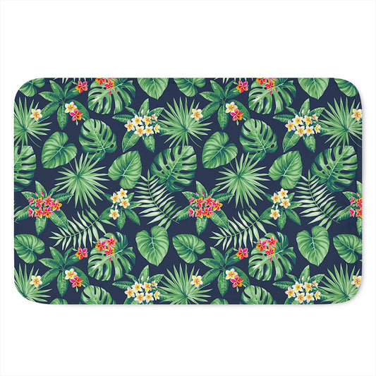 Hawaiian Tropical Leaves Pattern Print Indoor Door Mat