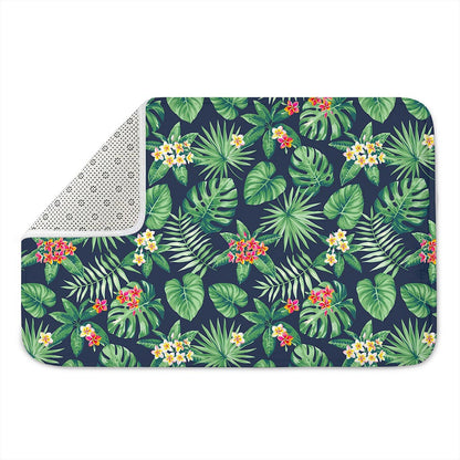 Hawaiian Tropical Leaves Pattern Print Indoor Door Mat
