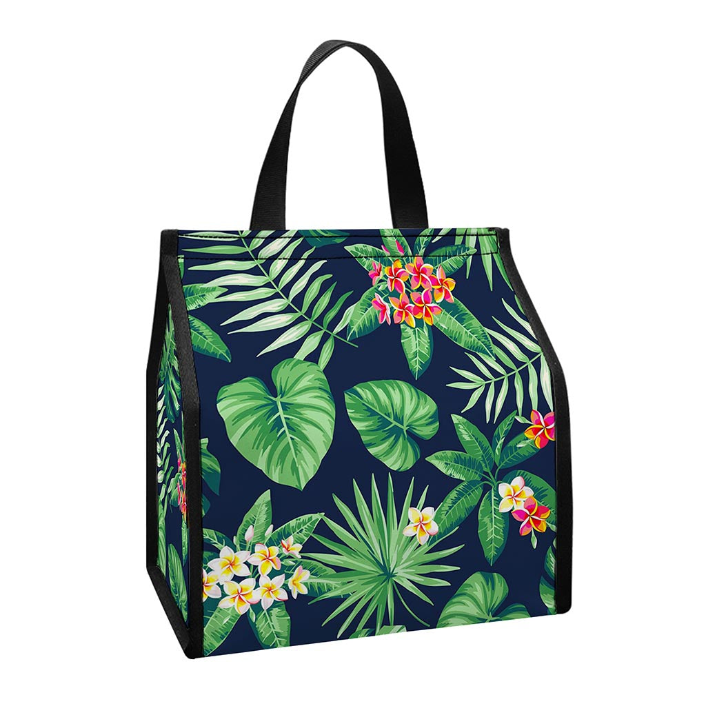 Hawaiian Tropical Leaves Pattern Print Insulated Lunch Tote
