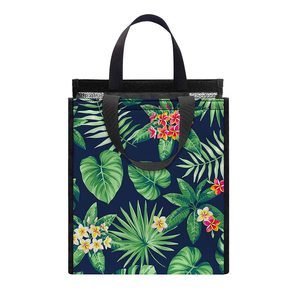Hawaiian Tropical Leaves Pattern Print Insulated Lunch Tote