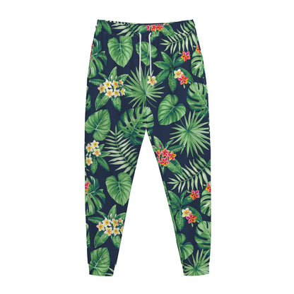Hawaiian Tropical Leaves Pattern Print Jogger Pants