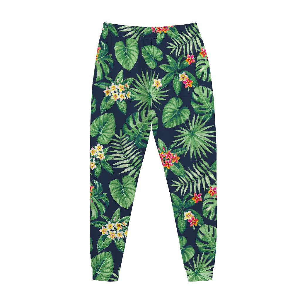 Hawaiian Tropical Leaves Pattern Print Jogger Pants