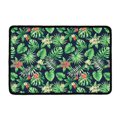 Hawaiian Tropical Leaves Pattern Print Kitchen Mat