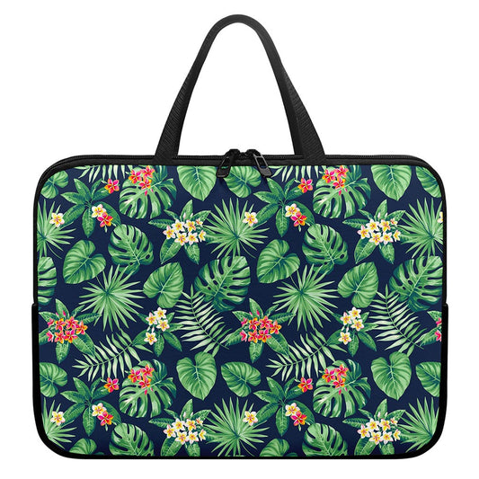 Hawaiian Tropical Leaves Pattern Print Laptop Sleeve With Handle