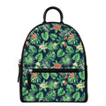 Hawaiian Tropical Leaves Pattern Print Leather Backpack