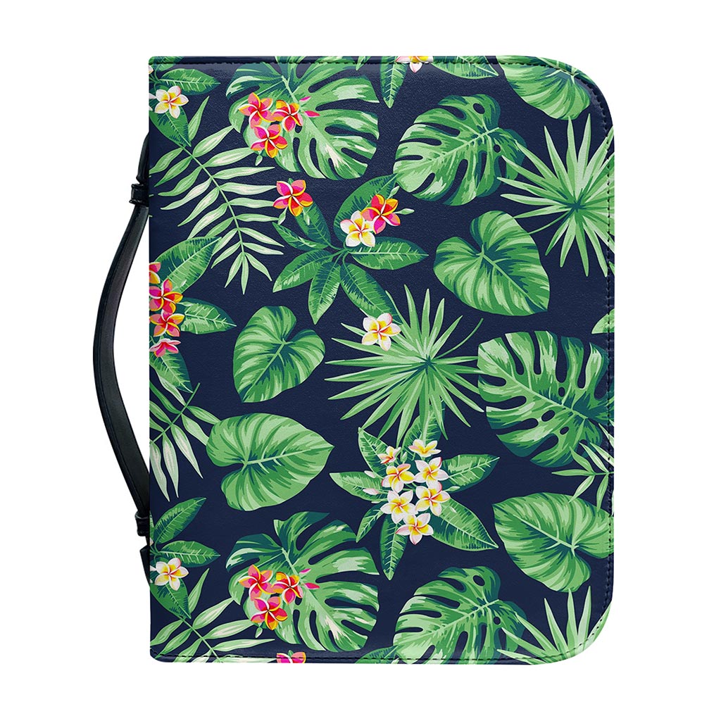 Hawaiian Tropical Leaves Pattern Print Leather Bible Cover