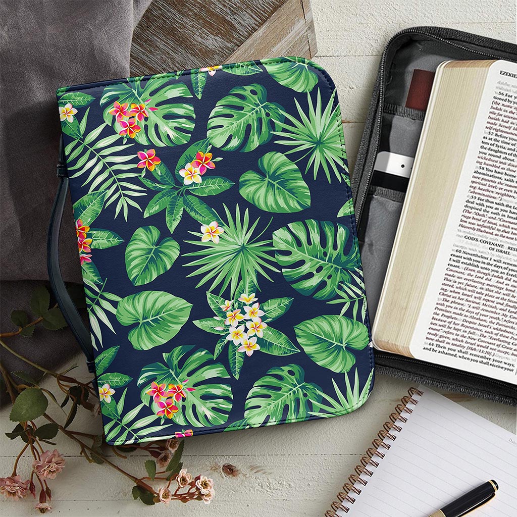 Hawaiian Tropical Leaves Pattern Print Leather Bible Cover