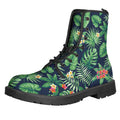 Hawaiian Tropical Leaves Pattern Print Lace-Up Boots