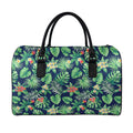 Hawaiian Tropical Leaves Pattern Print Leather Duffel Bag