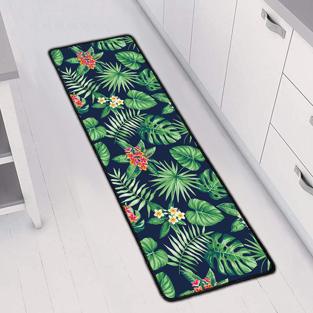 Hawaiian Tropical Leaves Pattern Print Long Kitchen Mat