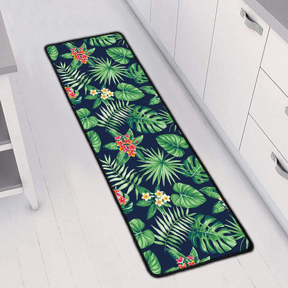 Hawaiian Tropical Leaves Pattern Print Long Kitchen Mat