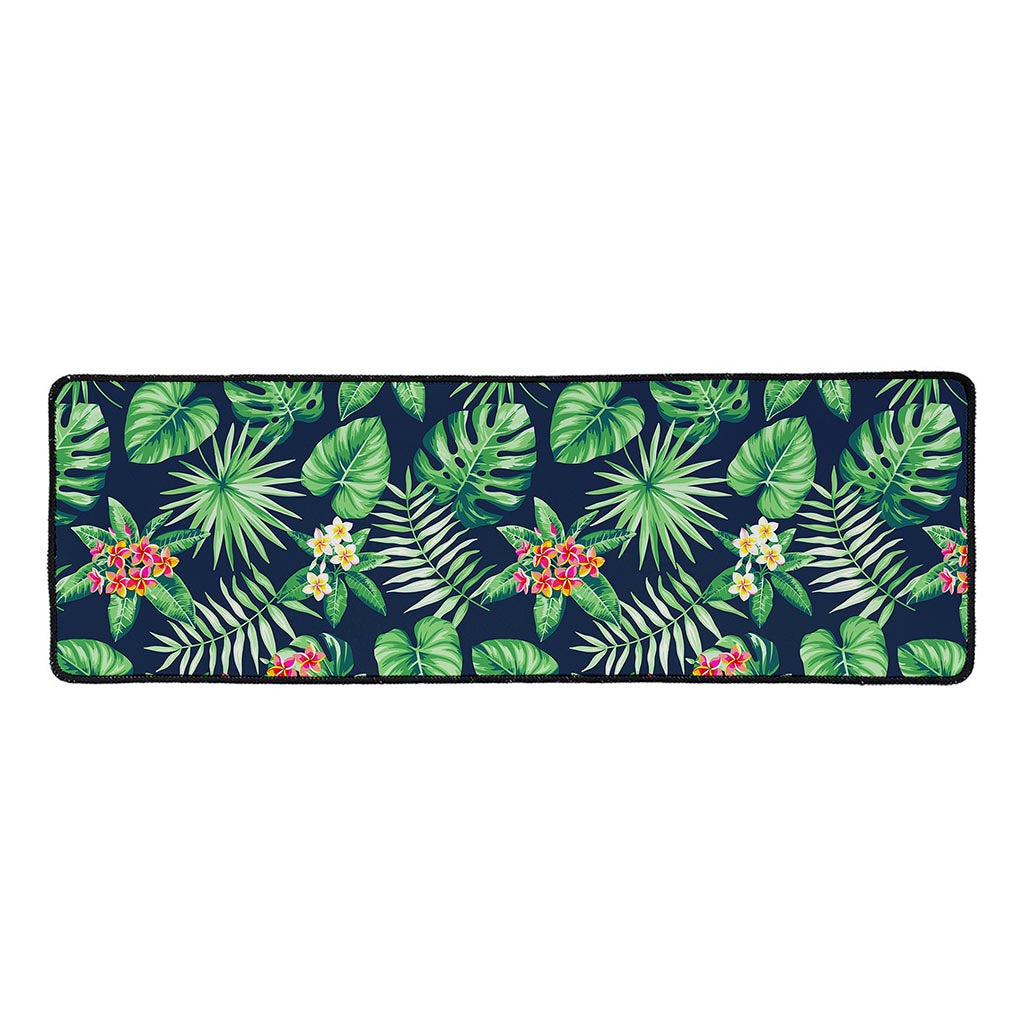 Hawaiian Tropical Leaves Pattern Print Long Kitchen Mat