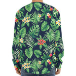 Hawaiian Tropical Leaves Pattern Print Long Sleeve Baseball Jersey