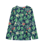 Hawaiian Tropical Leaves Pattern Print Long Sleeve Short Coat