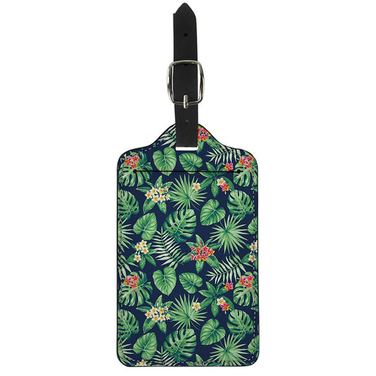 Hawaiian Tropical Leaves Pattern Print Luggage Tag