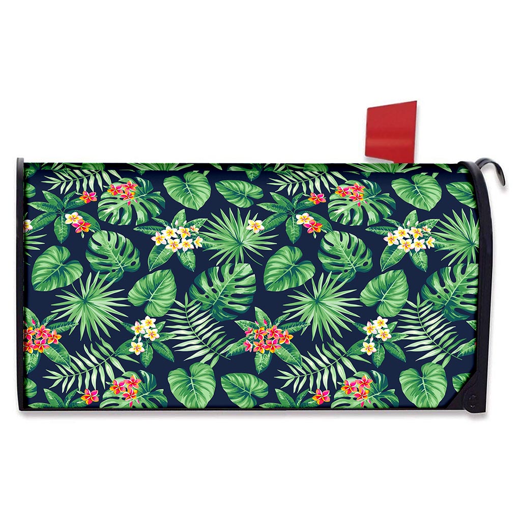 Hawaiian Tropical Leaves Pattern Print Mailbox Cover