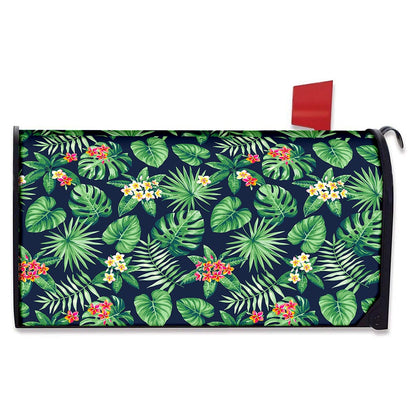 Hawaiian Tropical Leaves Pattern Print Mailbox Cover