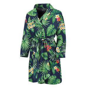 Hawaiian Tropical Leaves Pattern Print Men's Bathrobe