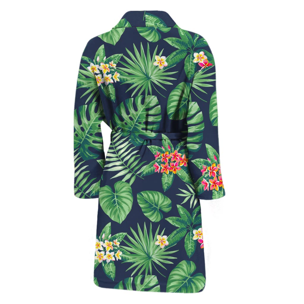 Hawaiian Tropical Leaves Pattern Print Men's Bathrobe