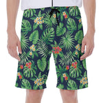 Hawaiian Tropical Leaves Pattern Print Men's Beach Shorts