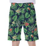 Hawaiian Tropical Leaves Pattern Print Men's Beach Shorts