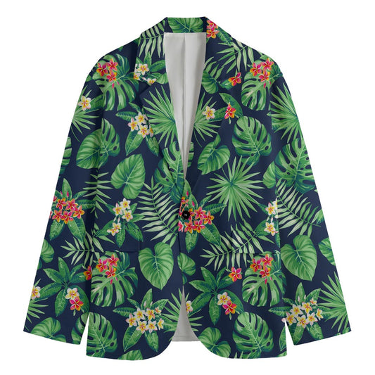 Hawaiian Tropical Leaves Pattern Print Men's Blazer