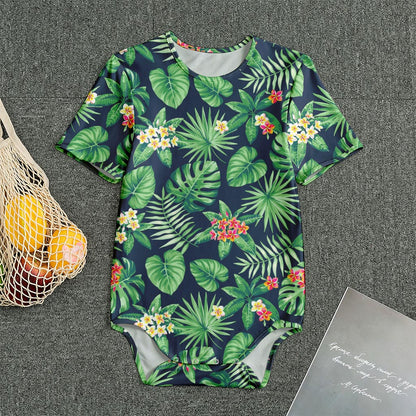 Hawaiian Tropical Leaves Pattern Print Men's Bodysuit