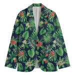Hawaiian Tropical Leaves Pattern Print Men's Cotton Blazer