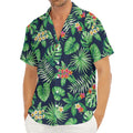 Hawaiian Tropical Leaves Pattern Print Men's Deep V-Neck Shirt