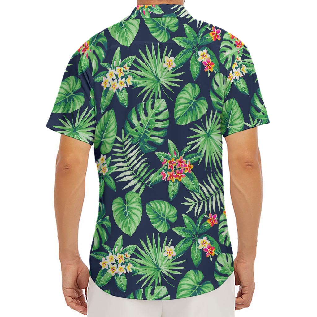 Hawaiian Tropical Leaves Pattern Print Men's Deep V-Neck Shirt