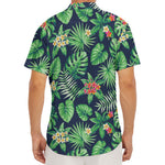 Hawaiian Tropical Leaves Pattern Print Men's Deep V-Neck Shirt