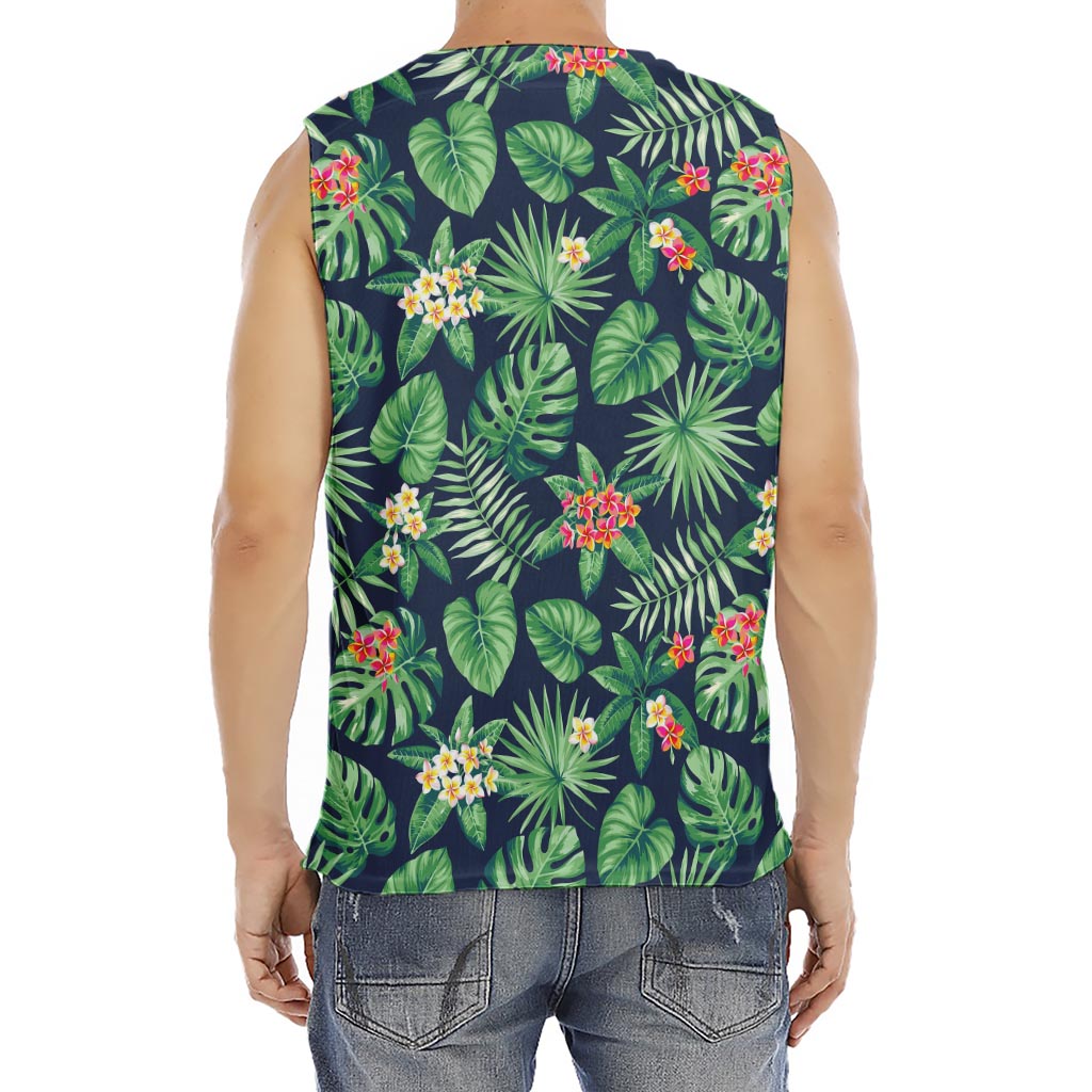 Hawaiian Tropical Leaves Pattern Print Men's Fitness Tank Top