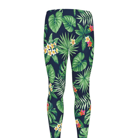 Hawaiian Tropical Leaves Pattern Print Men's leggings