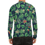 Hawaiian Tropical Leaves Pattern Print Men's Long Sleeve Rash Guard