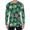 Hawaiian Tropical Leaves Pattern Print Men's Long Sleeve T-Shirt
