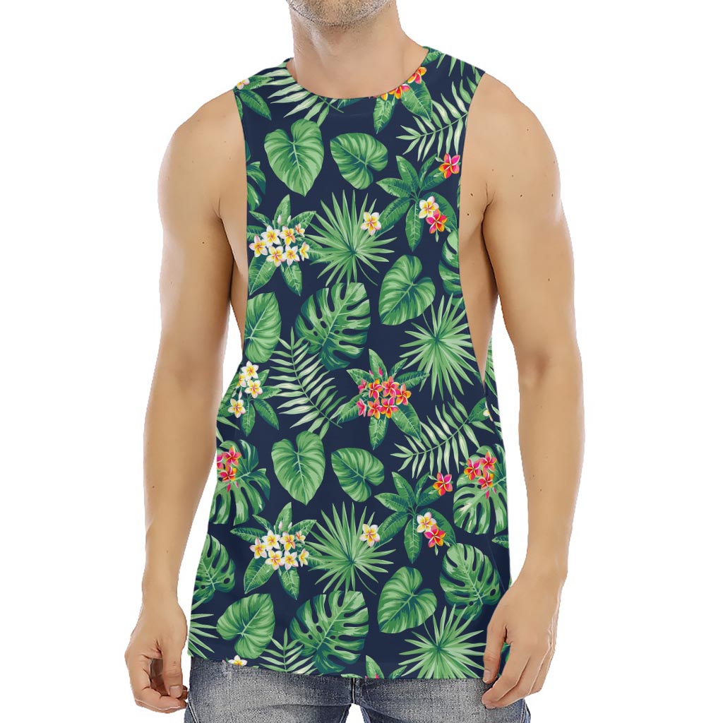 Hawaiian Tropical Leaves Pattern Print Men's Muscle Tank Top