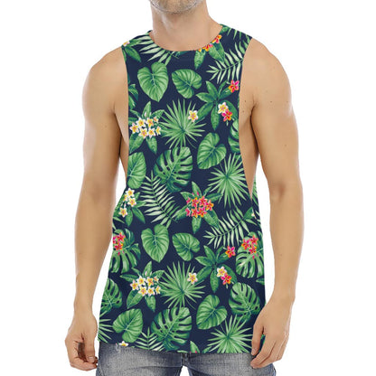 Hawaiian Tropical Leaves Pattern Print Men's Muscle Tank Top