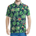Hawaiian Tropical Leaves Pattern Print Men's Polo Shirt