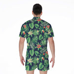 Hawaiian Tropical Leaves Pattern Print Men's Rompers