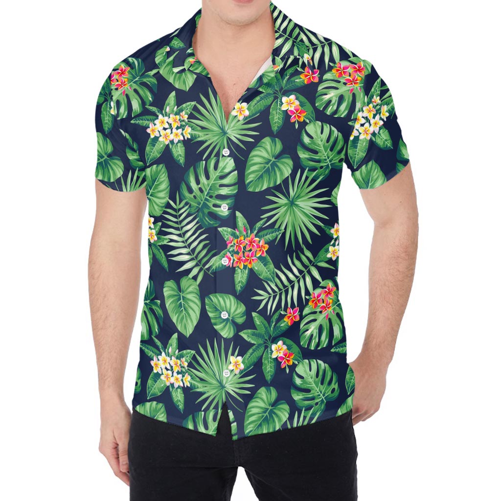 Hawaiian Tropical Leaves Pattern Print Men's Shirt