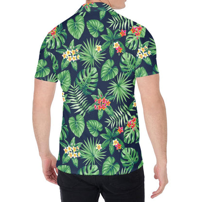 Hawaiian Tropical Leaves Pattern Print Men's Shirt