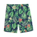 Hawaiian Tropical Leaves Pattern Print Men's Sports Shorts