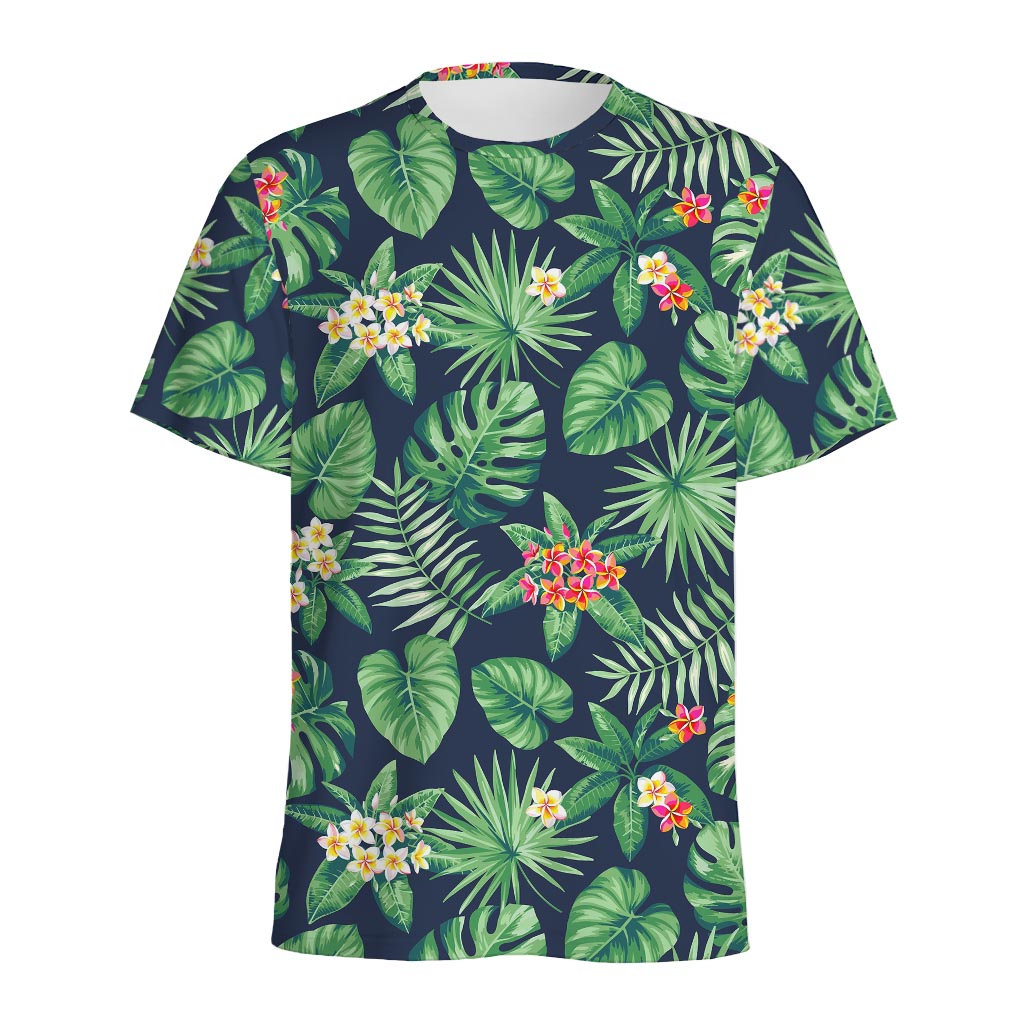 Hawaiian Tropical Leaves Pattern Print Men's Sports T-Shirt